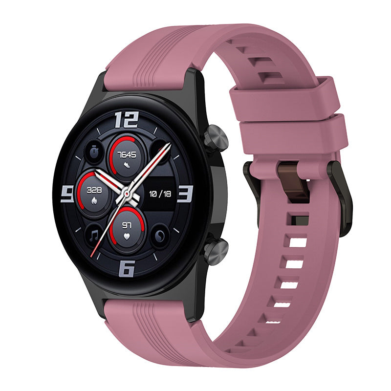For Honor Watch GS3 Stripe Design Silicone Watch Strap 22mm Replacement Wrist Band with Stainless Steel Buckle For Honor Watch GS3 Stripe Design Silicone Watch Strap 22mm Replacement Wrist Band with Stainless Steel Buckle